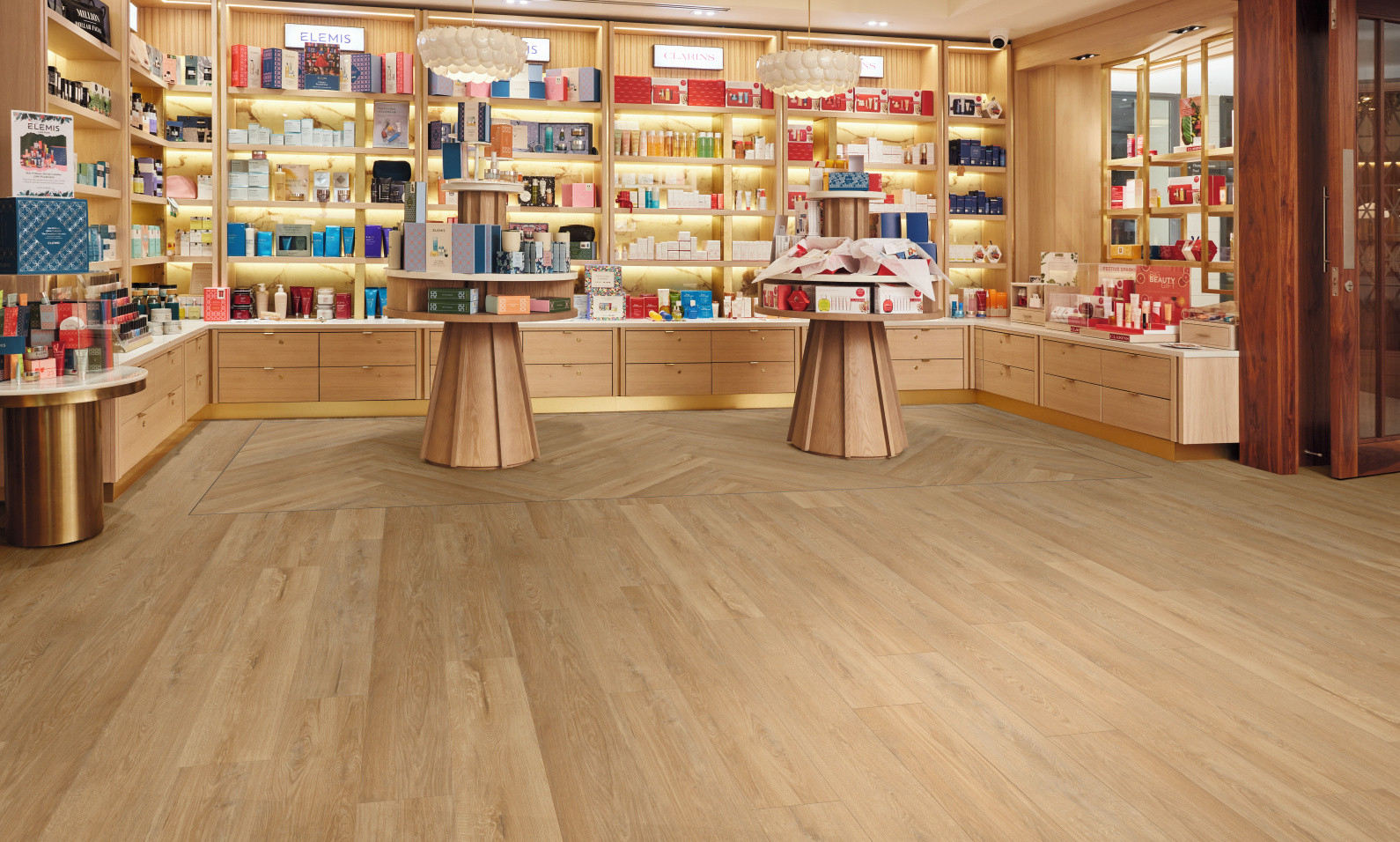 Karndean Commercial Croftmore Oak LVT wooden flooring laid in a shop